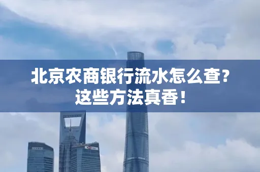 北京农商银行流水怎么查？这些方法真香！